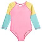 Maiô Manga Longa Infantil Proteção UV Rosa Tip Top
