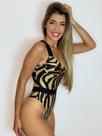 Maiô Meia Taça Com Bojo Fixo Zebra Dourada