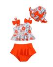 Maiô Mioglrie Toddler Girl 2T-3T de duas peças Orange Daisy