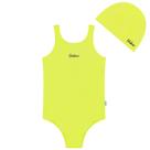 Maiô Natação Infantil com Touca Proteção UV50+ Amarelo Neon Kamylus