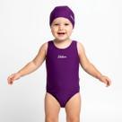 Maiô Natação Infantil com Touca Proteção UV50+ Roxo Purple Kamylus Maiô Natação Infantil com Touca Proteção UV50+ Roxo Purple Kamylus