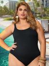 Maiô Praia E Piscina Plus Size Com Alça Em Malha Jacquard