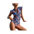 Maiô Sexy Feminino Estampado Com Zíper, Vestido Curto Para Praia Verão 2024