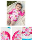 Maiô Shortinho Infantil Manga Longa Rosa Flores com zíper - Tamanho 3 anos Maiô Shortinho Infantil Manga Longa Rosa Flores com zíper - Tamanho 3 anos