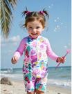 Maiô Shortinho Infantil Manga Longa Rosa Sereias com zíper - Tamanho 3 anos Maiô Shortinho Infantil Manga Longa Rosa Sereias com zíper - Tamanho 3 anos