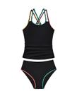 Maiô Tankini Century Star Girls UPF 50+ preto 10-11 anos