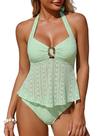 Maiô tankini com alças ZAFUL, duas peças, com renda e argola em O