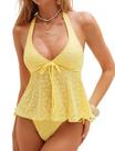 Maiô Tankini feminino ZAFUL com decote em V floral para controle de barriga