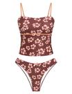 Maiô tankini feminino ZAFUL com laço, modelo sem alça e controle de barriga