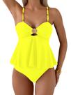 Maiô Tankini SweatyRocks feminino Y2K com babado amarelo esvoaçante