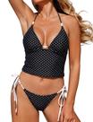 Maiô Tankini ZAFUL 2026 feminino de bolinhas, preto, tamanho M
