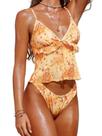 Maiô Tankini ZAFUL com decote em V com babados florais para controle de barriga