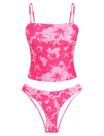 Maiô Tankini ZAFUL Floral Bandeau Tummy Control para mulheres