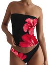 Maiô Tankini ZAFUL Floral Bandeau Tummy Control para mulheres