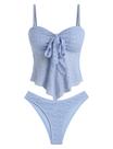 Maiô Tankini ZAFUL, gravata frontal, babados, renda texturizada