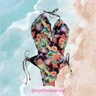 Maiô Tropical Preto - Flor de Praia