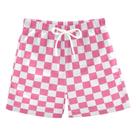 Maiô UMIRIKO Boys White Pink Buffalo Checkered Tamanho 7