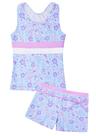 Maiô Unice Girls de duas peças, tanquíni com short de banho roxo 6-7