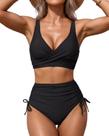 Maiô VividHarbor High Waisted, 2 peças, Twist Front, preto