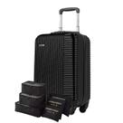 Mala de Viagem Bordo 10kg em ABS, Cadeado, Aprovada ANAC, Original Sestini Garantia Vitalícia e Kit Organizador 6 pçs para Calçados, Meias e Calcinhas