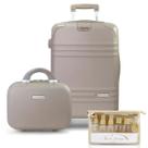 Mala de Viagem Bordo Pequena Bagagem Mão Rígida ABS 10 KG Aprovada Cabine Rodas 360 Kit Frasqueira Necessaire Frascos