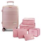 Mala de Viagem Bordo Pequena Mão Rígida ABS 10 KG Aprovada Rodinha Kit Organizador Elite