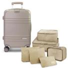 Mala de Viagem Bordo Pequena Mão Rígida ABS 10 KG Aprovada Rodinha Kit Organizador Elite