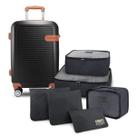 Mala de Viagem Bordo Pequena Mão Rígida ABS 10 KG Aprovada Rodinha Kit Organizador Premium