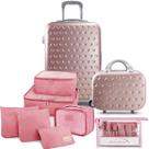 Mala de Viagem Bordo Pequena Rígida 10 KG Aprovada ANAC ABS Rodinhas Frasqueira Conjunto Organizador Frascos
