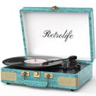 Mala portátil Bluetooth Record Player Retrolife de 3 velocidades
