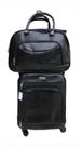 Mala viagem tamanho de bordo material pu cor preta e com 4 rodas 360 graus mais 1 de mão/tira colo