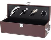 MALBEC ESTOJO VINHO 12x35x11cm SINTÉTICO MARROM 5PÇ COM ACESSÓRIOS