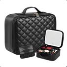 Maleta Bolsa Organizadora de Maquiagem com Espelho LED Portátil