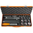 Maleta Com Soquetes Estriados E Acessórios 1/2" Polegadas - 22 Peças Tramontina Pro Tramontina