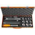 Maleta com Soquetes Sextavados e Acessórios 1/2" Polegadas - 22 Peças Tramontina PRO Maleta com Soquetes Sextavados e Acessórios 1/2" Polegadas - 22 Peças Tramontina PRO