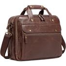 Maleta de couro Bosidu para homens com laptop de 15,6" marrom
