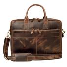 Maleta de couro VC VINTAGE COUTURE para homens de 16 polegadas marrom