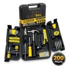 Maleta de Ferramentas 200 Peças Kit Profissional jogo completo profissional doméstico manutenção reparos oficina casa chaves