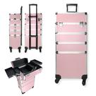 Maleta de Maquiagem Profissional Com Rodinhas e Divisórias Organizador Completa 4 Andar Rosa 914R Maleta de Maquiagem Profissional Com Rodinhas e Divisórias Organizador Completa 4 Andar Rosa 914R