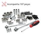 Maleta Ferramentas Jogo De Soquete Aço Profissional 107 Peças Hyper Tough