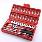 Maleta Jogo Conjunto Chave Catraca Reversível 1/4'' Soquete Oficina Mecânica Reparo casa 46 Peças