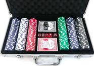 Maleta Jogo De Poker 300 Fichas 2 Baralhos 5 Dados