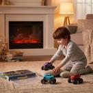 Maleta Kit 4 Carrinhos Monster Truck Off-Road 12cm com Rodas Grandes e Detalhes Realistas