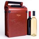 Maleta Porta Vinho Para Duas Garrafas Couro Pu Alto Padrão - Bordô