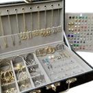 Maleta Super Luxo Porta Joias 100 Semijoias Folheadas Ouro 18K e Prata Feminino Revenda Brincos Argolas Colares Pulseiras Tornozeleiras