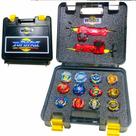 Maleta Top Gyro com 12 beyblades sortidos 2 lançadores RL