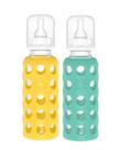 Mamadeira de bebê Lifefactory Glass 270 ml, manga de silicone, pacote com 2 unidades