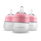 Mamadeira de bebê NANOBÉBÉ Flexy Silicone Anticólica, 150 ml, pacote com 3