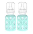 Mamadeira de vidro Lifefactory, pacote com 2 unidades, 4 onças e capa de silicone