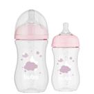 Mamadeira Easy Flow Buba Anticolica Bico de Silicone Peito Nuvem Rosa Azul Branco 270mL +6 meses